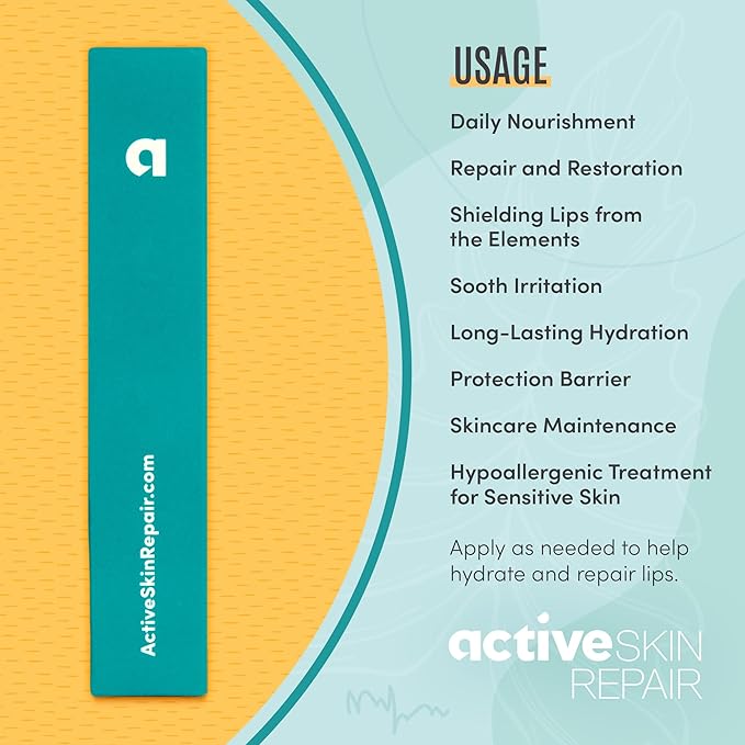 Active Skin Repair Hydrating Lip Balm for Dry Lips, Long-Lasting Moisturizing Lip Balm with Hyaluronic Acid, Peptides, and Ceramides, 10 ml.