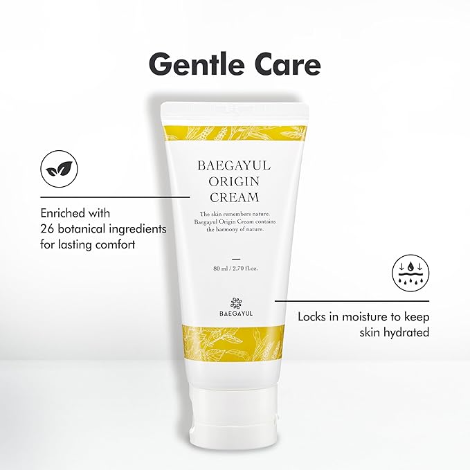 Origin Cream - Deep Hydration & Soothing Face Moisturizer with Propolis & Job’s Tears, Korean Skincare for Dry and Sensitive Skin, Herbal Facial Cream for All Skin Types (80ml, 2.71fl oz)
