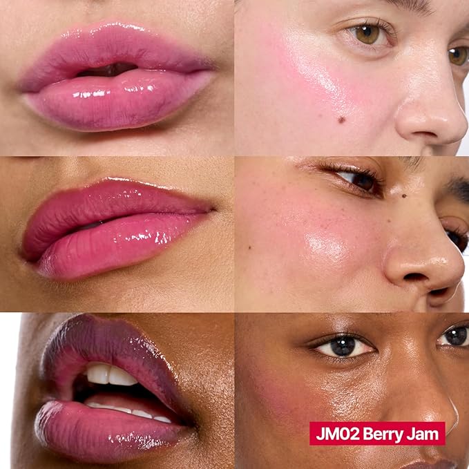 Glowy Jelly Pot + Keychain SET | Dewy Jelly Lip & Blush Color, Tinted Glow Jelly Balm, Dewy Buildable Finish – Berry Jam (Peony Pink) | 0.14 oz