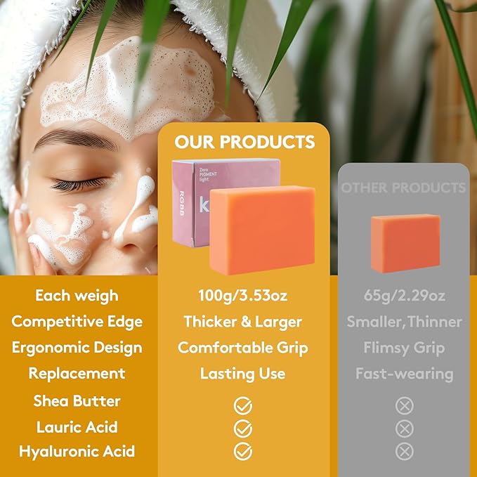 RGBB Kojic acid ginger yellow soap - containing vitamin C, shea butter moisturizing, fresh citrus aroma, facial and body cleansing soap, suitable for both men and women 100g x 6 Bars