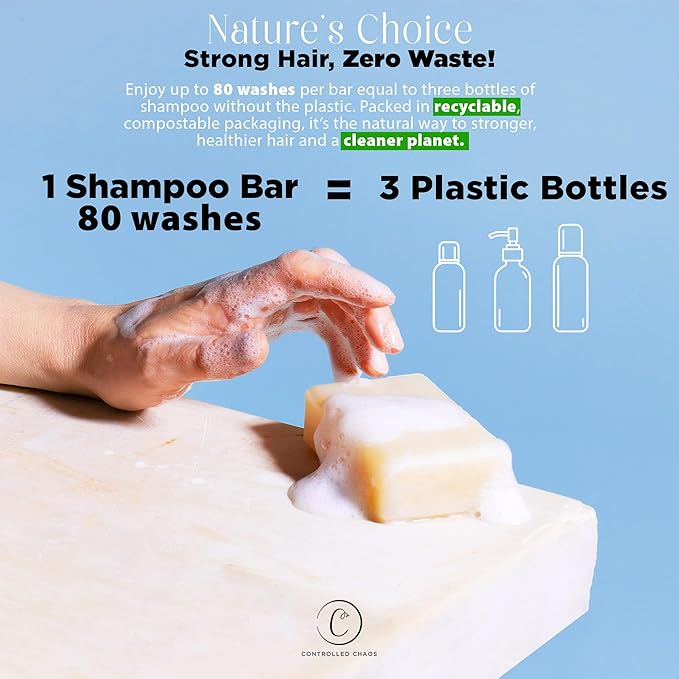 Controlled Chaos Curly Hair Solid Shampoo Bar for Men with Shea Butter & Babassu Oil Moisturizing & Frizz Control, Sulfate-Free, Vegan (Fragrance Free) - 4 oz