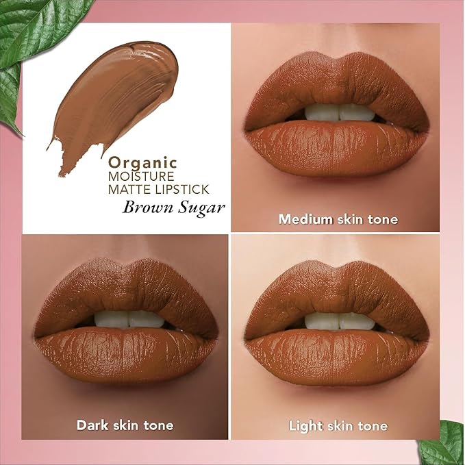 Orga.nic Harv.est Moisture Matte Lipstick - Brown Sugar | Long-Lasting Brown, Creamy Matte Lipstick | Hydrating Formula | Certified Organic Makeup | Cruelty-Free & Vegan, 4gm