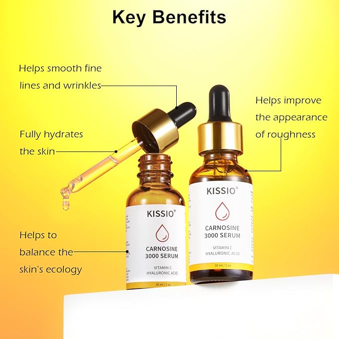 KISSIO Peptide Serum - Anti-Wrinkle Facial Serum with Peptides and Carnosine,Vitamin C,Hyaluronic Acid to Hydrating and Reduce Fine Lines,Skin Care for Face,Vegan,1 Fl Oz