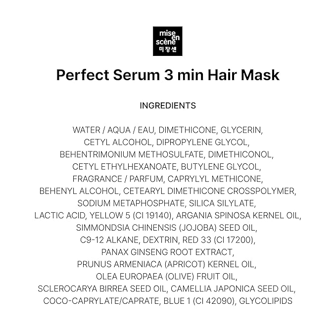 Mise En Scene 3 Min 𝗞𝗼𝗿𝗲𝗮𝗻 𝗛𝗮𝗶𝗿 𝗠𝗮𝘀𝗸 - Perfect Serum Super Rich 3 Min Salon Pack - Strengthening and Hydrating, Korean HairCare, Hair Balm Texture 10.14 Fl Oz.