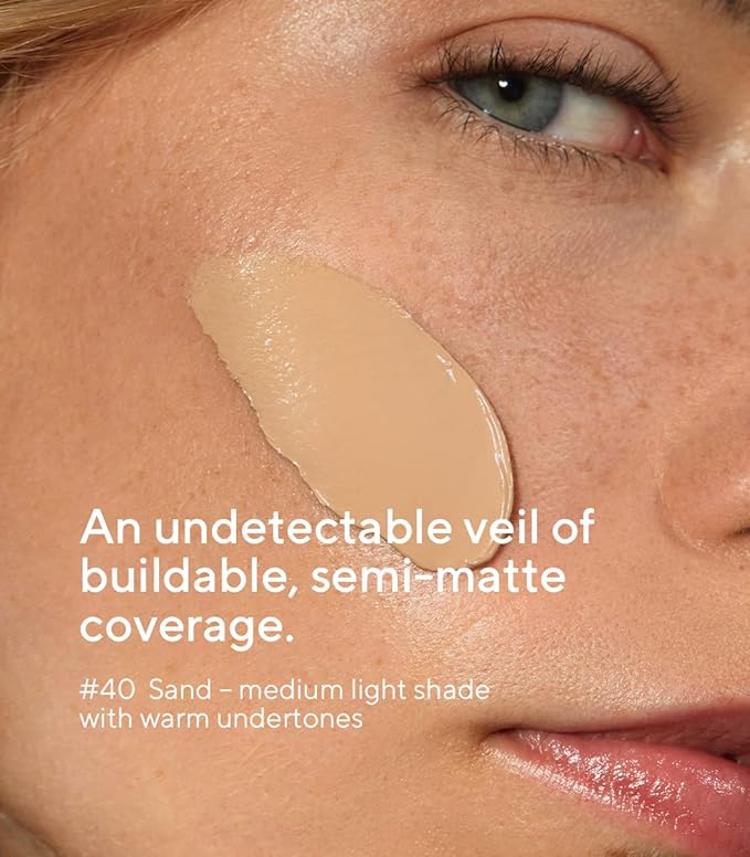 MÁDARA Organic Skincare | SKINONYM Semi-Matte Peptide Foundation, #40 SAND, 30ml – Boosted by collagen-supporting peptides, Semi-matte finish, Adapts to the skin's texture, Ecocert certified.