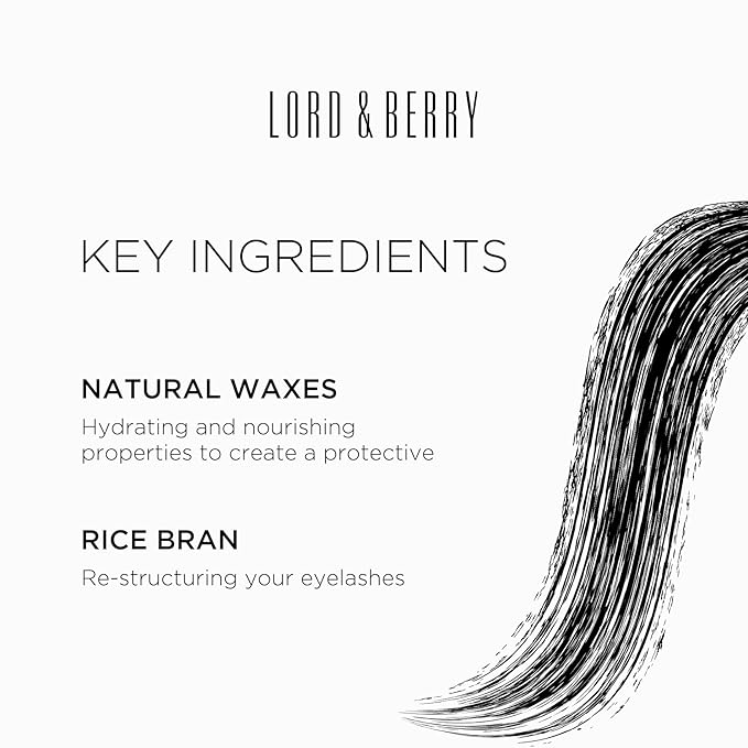 Lord & Berry Back in Black Liquid Lightweight Lash Mascara Black for Volume and Length, Long Lasting Moisture, Great For Short Lashes Eye Makeup, Cruelty Free, 0.27 fl oz, Deep Black