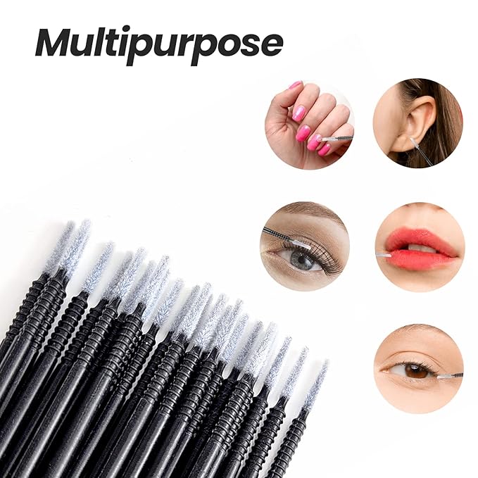Micro Applicators 200Pcs, Inartato Disposable Micro Brush Microswab Wands for Eyelash Extensions Makeup and Personal Care (Black & White - Long Microfiber Tips)