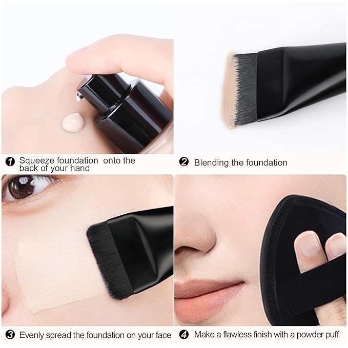 Flat Foundation Brush,Korean Makeup Brush Spatula Facial Brush for Liquid Foundation,Premium Face Makeup Brush for Blending Cream (Black)