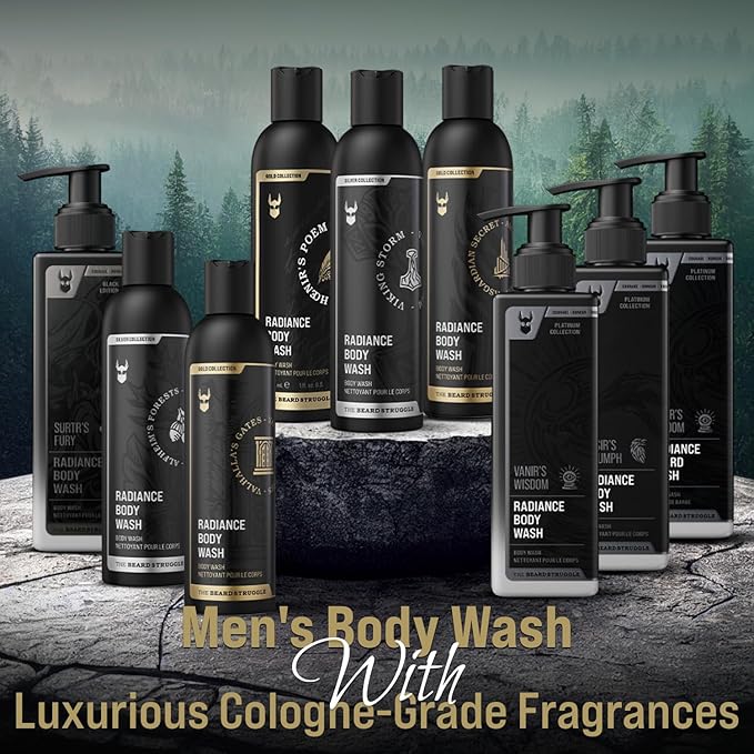 The Beard Struggle Men's Body Wash Vanir's Wisdom - Platinum Collection - Skin Cleaning Agent - Natural Body Wash - Shower Gel Liquid Soap - 240 mL / 8 US. fl. oz.