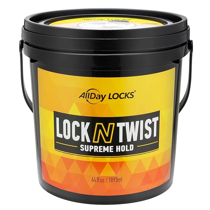 AllDay Locks Lock N Twist (Bucket) | Supreme Hold, No Frizz or Flaking | Hydrating, Nourishing Loc Booster | Grape & Avocado-Infused | Lock & Twist Braids, Locks, Twists, Cornrows | 64 oz