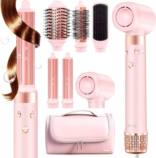 6 in 1 Professional Hot Air Styler & Powerful Hair Dryer Brush & Auto Wrap Curlers 110,000 RPM Brushless Motor • Styling Without Heat Damage • Fast Drying Curling Volumizing Straightening, 1400W