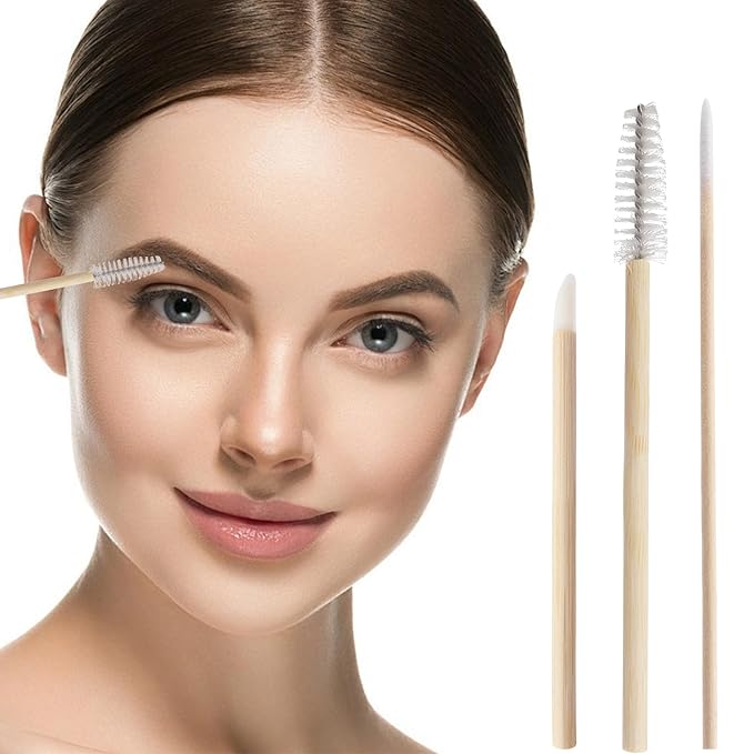 200Pcs Eyelash Extension Supplies Kit,Disposable Lash Spoolies Brushes Micro Swab Brushes Mascara Wand Lip Brushes for Eyelash Extension Tattoo Lipstick Applicator (bamboo White)