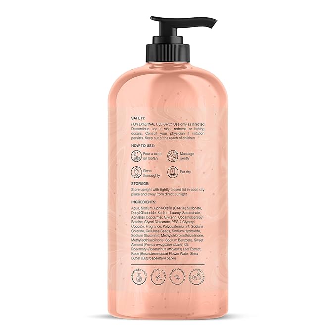 Botanic Hearth British Rose & Almond Body Wash – Moisturizing Shower Gel with Shea Butter, Gentle Hydrating Cleanser, Sulfate & Paraben Free – 16 fl oz