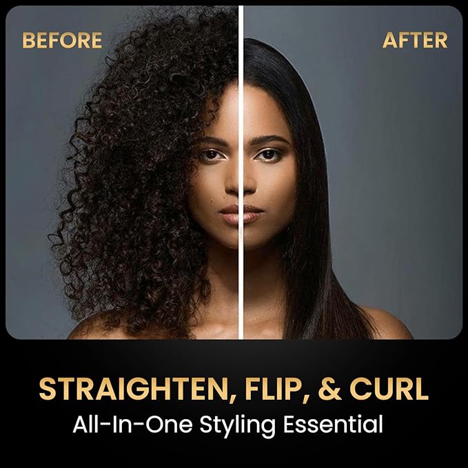 MOEHAIR Professional Titanium Ionic Flat Iron Hair Straightener for Straightening, Waving, Curling, & Flip | 1.5" Ceramic Floating Plates | Adjustable Temperature | Auto Shut Off | for All Hair Types