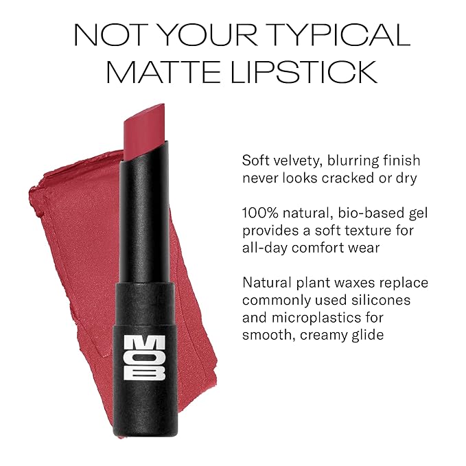 MOB Beauty Soft Matte Lipstick M144 – Muted Rose | Weightless, One-Swipe Color Infused with Skincare | Vegan, Silicone-Free, Cruelty-Free Formula in a Biodegradable Capsule