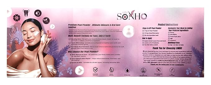 SONHO Freshwater Pearl Powder Organic, 200g100% Natural Pearl Powder,DIY Skincare —DIY Antioxidant, Deep Cleansing, Pore-Shrinking, Anti-Aging Mask