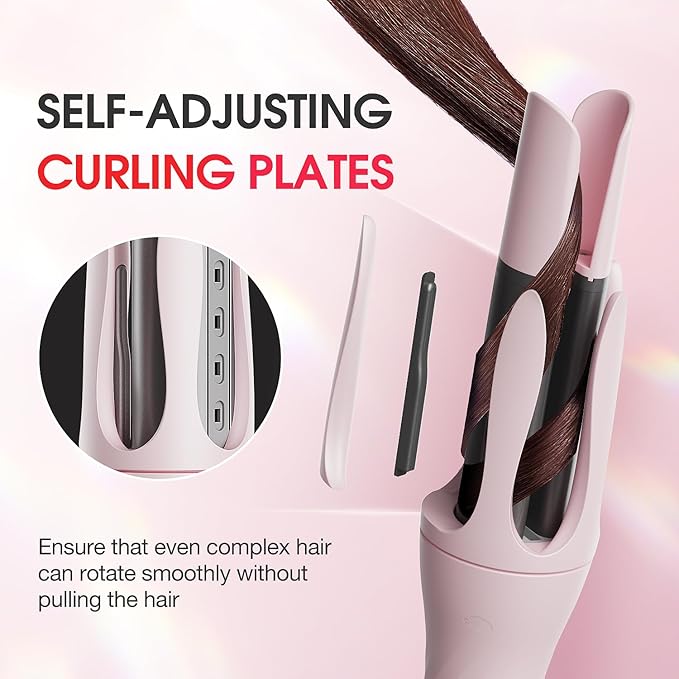 Rotating Curling Iron 1 Inch- LENA Z4 Automatic Curling Wand with Anti-Scald & Versatile Hair Protection, Titanium Coating, Easy-to-Use Design for Long-Lasting Shiny Curls, Dual Voltage
