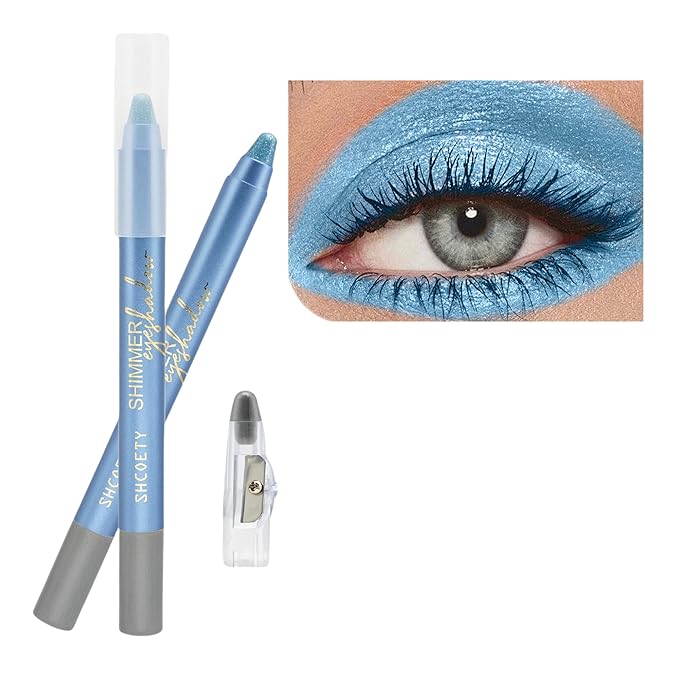 Light Blue Eyeshadow Stick Makeup, Highlighter Cream Brightener Eye Shadow Pencil, Waterpoof Long Lasting Shimmer Eyeliner, Glitter Primer Palette Crayon