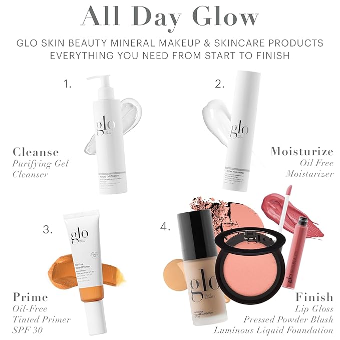 Glo Skin Beauty Luminous Liquid Mineral Foundation Makeup with SPF 18 (Porcelain) - Improves Uneven Skin Tone, Smooths & Corrects Imperfections, Sheer to Medium Coverage, Dewy Finish