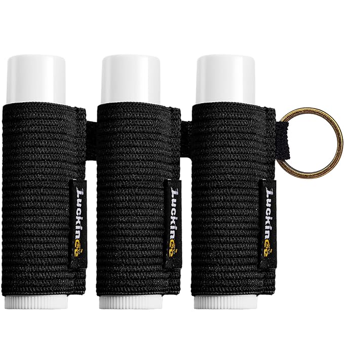 3PCS Lip Balm Holder Keychain Print Chapstick Holder Key Chain Lipstick Holder Lip Gloss Sleeve -Tight Elastic Holder Sleeve for Fat and Slim Lip Balms(Black)