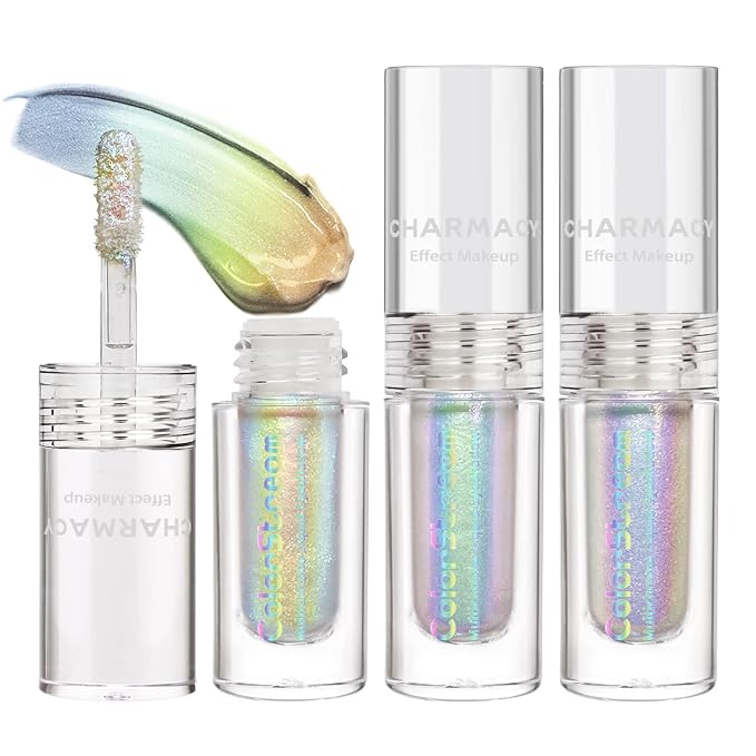 CHARMACY Liquid Duochrome Eyeshadow, Multi-Dimensional Eye Looks, Long Lasting Glitter Eye Shadow Sets Metallic Pigments, Quick Drying, Sparkling Shiny Eye Makeup for Beginners, 1.6g (#303)