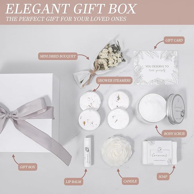 Spa Gifts for Women Bath and Body Gift Basket Christmas Gifts Coconut Lavender Home Spa Set Self Care Gift for Mom Sister Her Wife Birthday Gifts Spa Kit Care Package Thank You Gift
