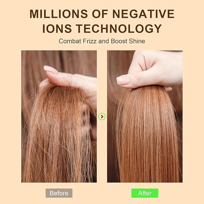 Dual Voltage Blow Dryer Brush Travel Hair Dryer Brush in One,2 inch Oval Shape Hot Air Brush,Travel Hair Tools/Volumizer/Straightener/Curler,European Blow Dry Brush with Universal Adapter