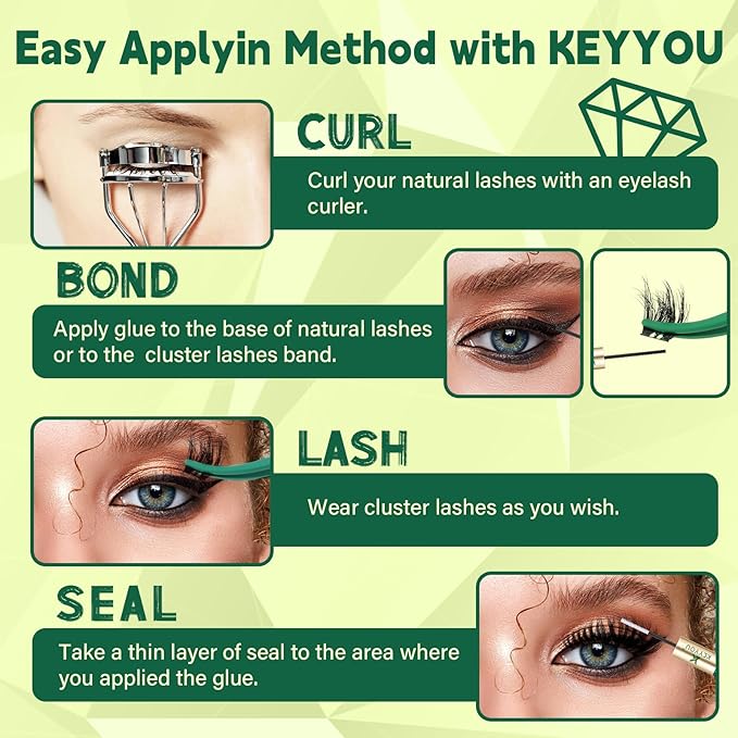 KEYYOU Lash Clusters 3D Effect Eyelash Clusters 144pcs D Curl Wispy Lashes Cluster Lashes 8-18MIX Natural Soft DIY Lash Extension at Home(PuffSilk V3D01-D-8-18MIX)