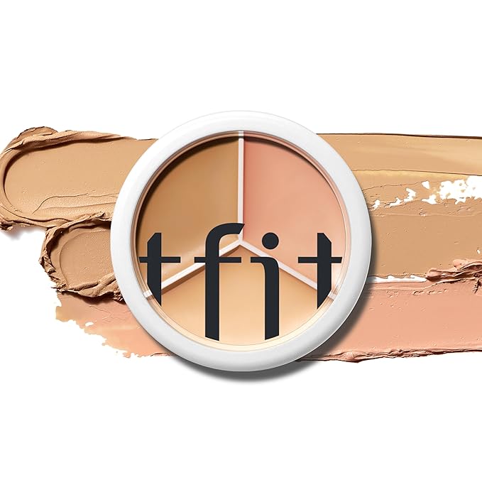 TFIT Multi-Use Pot Concealer - Triple Palette | High-Pigmented, Full Coverage & Crease-Proof | Korean Concealer for Dark Circles, Redness & Blemishes (02 Warm, 0.52 Oz)