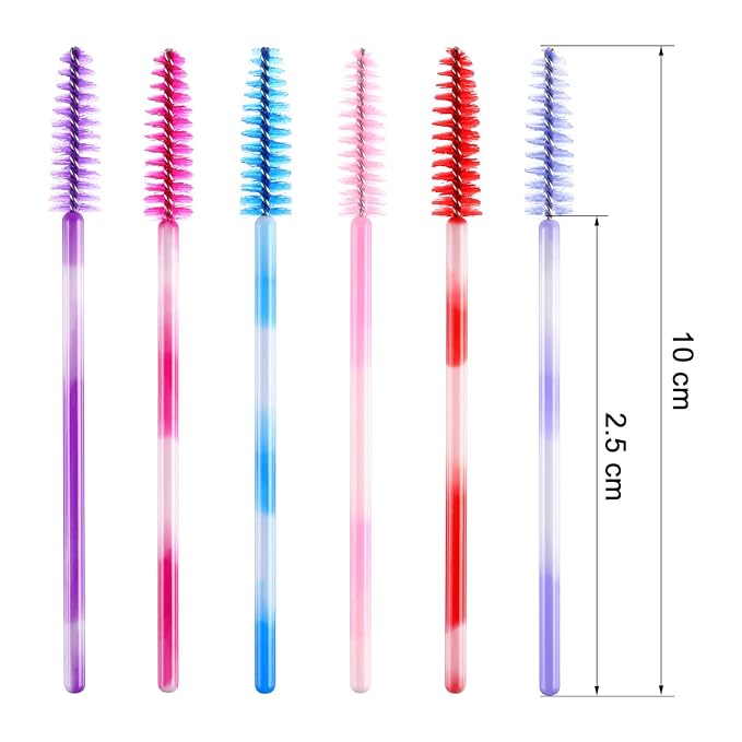 eBoot 300 Pieces Colored Disposable Mascara Wands Eyelash Eye Lash Brush Makeup Applicators Kit (Multicolor Handle, Multicolor Head)