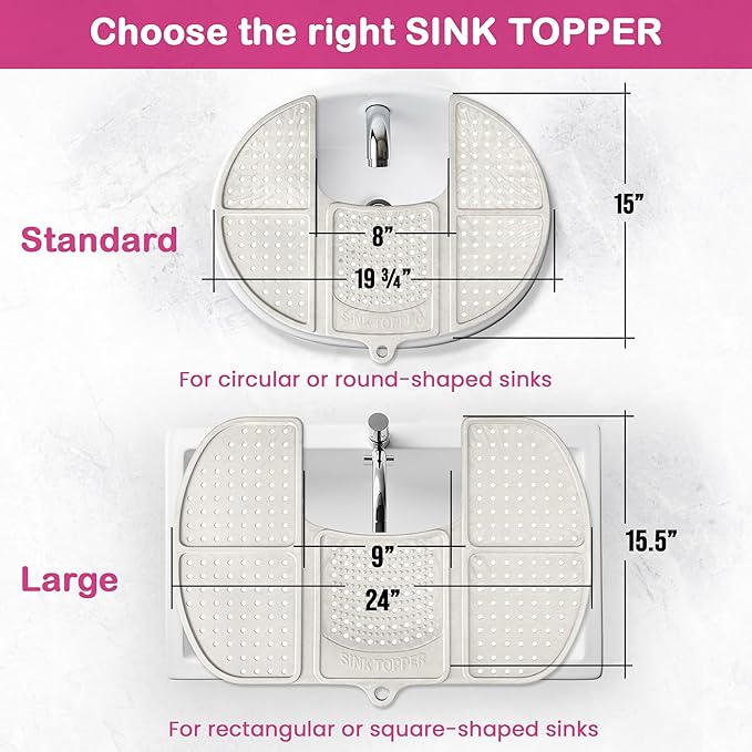 Sink Topper Bathroom Sink Cover for Counter Space & Storage Saver | RV Must Haves | Silicone Foldable Beauty Makeup Brush Cleaning Mat | Hot Tools Organizer | RV Sink Cover | Standard, Pearl