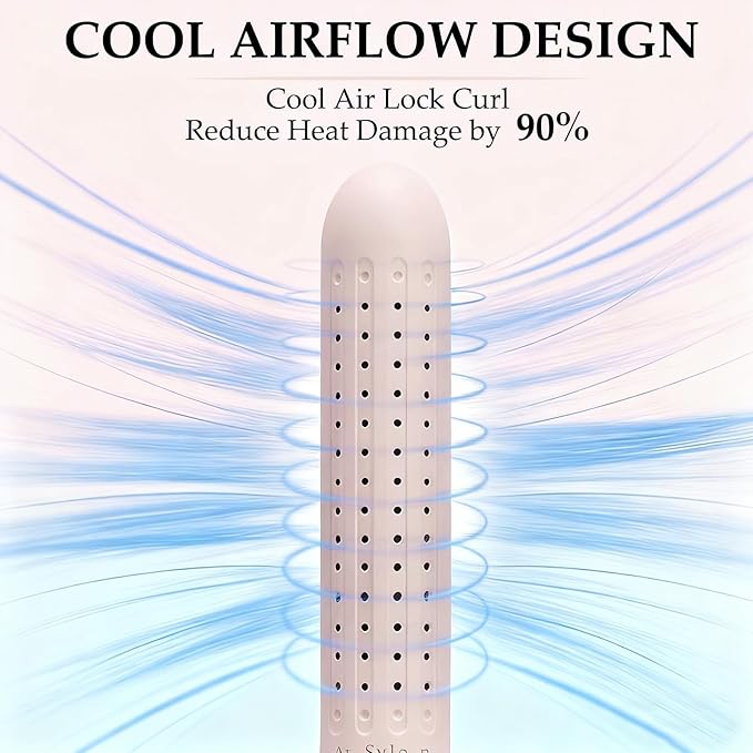 Airflow Styler Curling Iron | 2-in-1 Straightener & Curler for Straight Curly Wavy | Cold Air for Damage-Free Styling Quick Hold | Ceramic Floating Plates | Easy and Safe Curling Wand