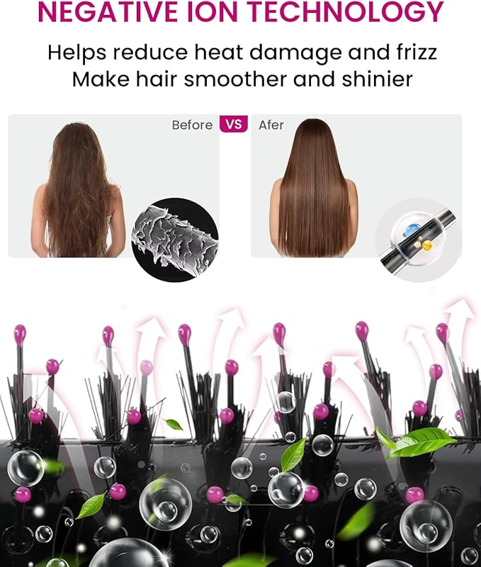 Hair Dryer Brush Blow Dryer 4-in-1 Hot Air Styler, Blowout Brush Hair Dryer Styler & Volumizer with Ionic Technology|Oval Titanium Barrel|Anti-frizz Blowout for Drying, Straightening 2.4''