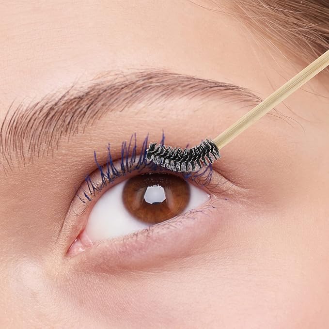 Tbestmax 150 Disposable Mascara Wands Eyelash Brush Spoolies for Eye Lash Extension Eyebrow Bamboo Stick Black