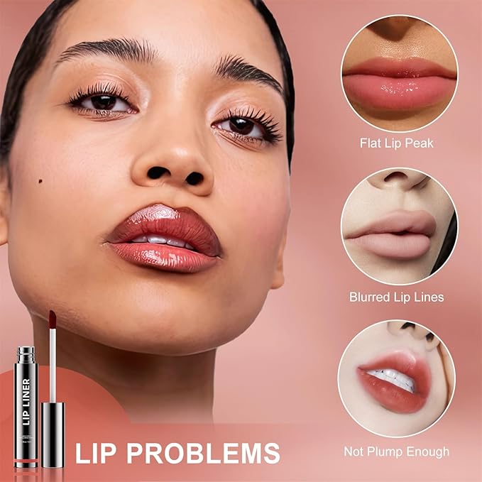 OETUIOW Lip Stain Peel Off, Lip Liner Moisturizing Long-Lasting & Waterproof, Transfer Proof & Plumping, Non-Stick Cup, Cocoa Color