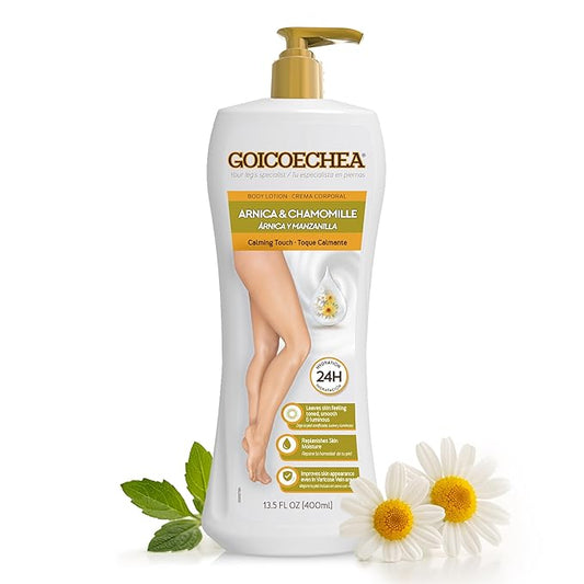 Goicoechea Arnica & Chamomile Body Lotion | Soothes Tired Legs; Hydrates & Refreshes Skin; Non-Greasy Daily Formula; Varicose Veins Cream; Improves Appearance of Varicose Veins, 13.5 Oz, 1-Pack