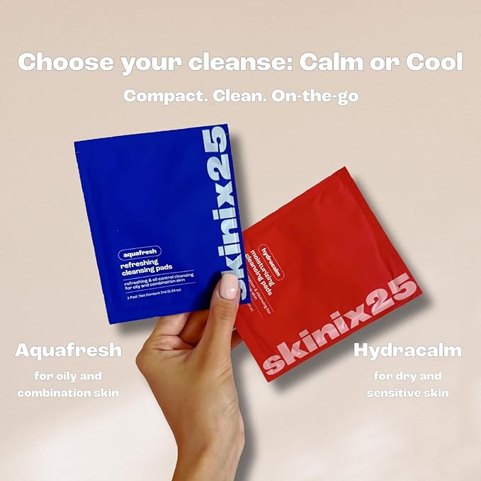 Hydracalm & Aquafresh Facial Cleansing Pads – 40 Individually Wrapped Cotton Wipes | On-the-Go Face Wipes for Travel, Gym & Daily Skincare | Hydrating + Oil-Control Cleansing Pads for All Skin Types