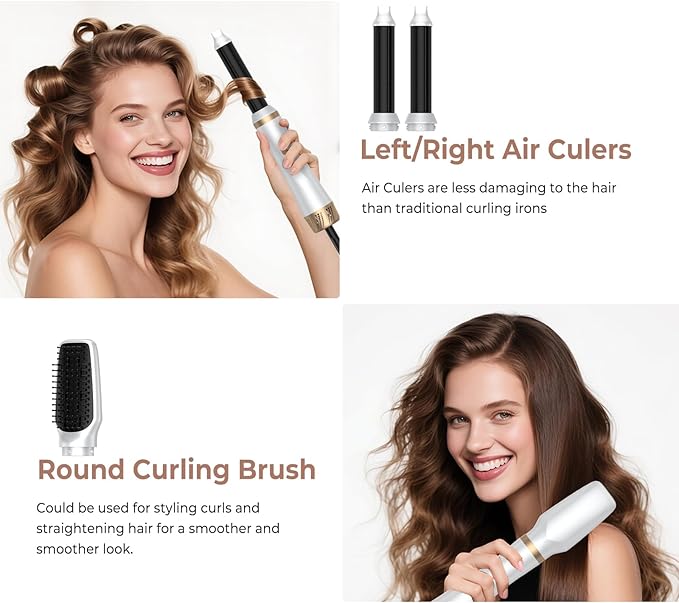 5 in 1 Blow Dryer Brush with Air Style Wrap Hair Styler,Negative Ionic Magic Style Set, Detachable Air Curler for Volumizer,Straightener,Drying