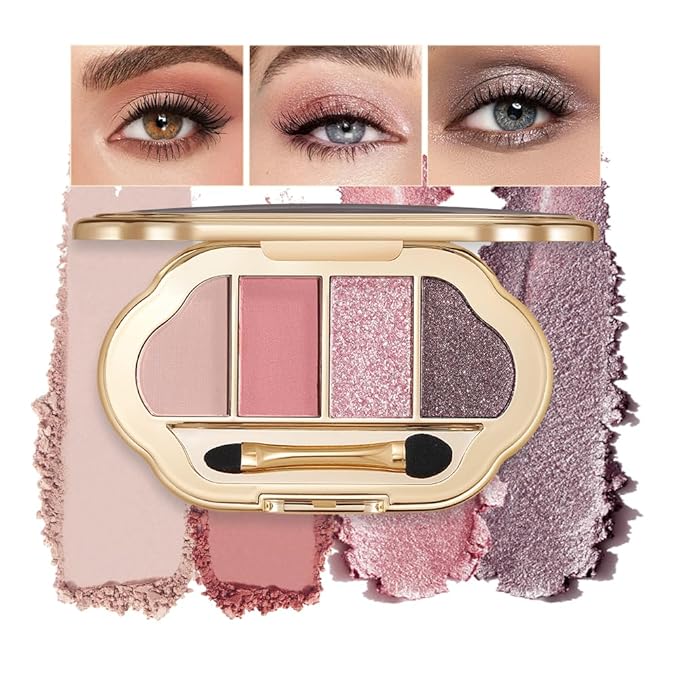 Matte Diamond Eyeshadow Palette, Shimmer Pearlescent Shades Metallic, Duo-Chrome, Glitter Sparkle and Soft Mud Textures, Natural Even Pigment for Brightening,Contouring and Multi-Look Eye Makeup-4#
