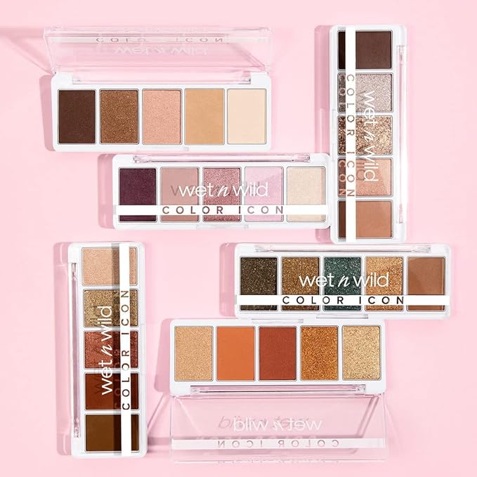 wet n wild Color Icon Eyeshadow Makeup 5 Pan Palette, Matte, Shimmer, Metallic, Long Wearing, Rich Buttery Pigment, Cruelty Free - Petalette