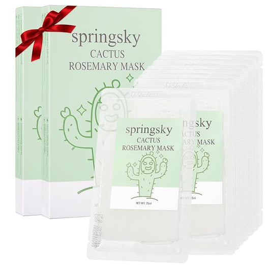 Cactus Sheet Mask,8-Pack Korean Skincare Face Mask,Deep Hydrating & Moisturizing Skincare for Dry & Sensitive Skin,Soothes Skin,Instant Calm & Glow,Korean Beauty