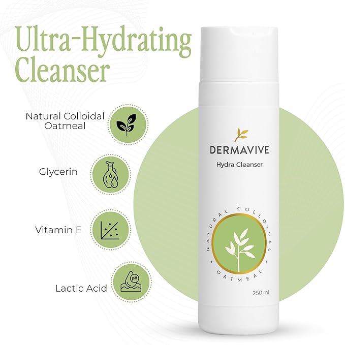 Hydrating Facial Cleanser, Soap-Free Gentle Cleanser with Colloidal Oatmeal & Vitamin E, Soothes & Moisturizes Dry Sensitive Skin, Suitable for All Skin Types, 250ml (8.5oz)