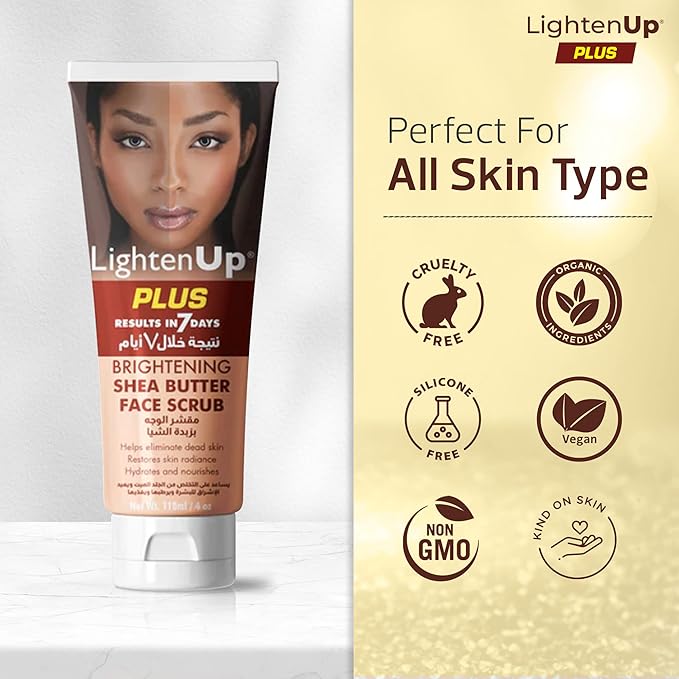 OMIC Lighten-Up Brightening Face Wash - 4 fl oz / 118 ml - Face Scrub Exfoliator, Natural Shower Gel, with Coconut Oil, Papaya, Shea Butter for All Skin Types