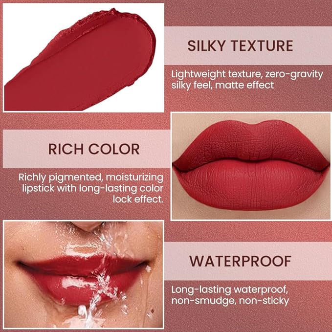 Matte Lip Liner – Sharpenable, Professional Waterproof & Smudge-Proof, Velvet Matte, Long-Lasting Color Lock, Daily Wear, Ideal for Bold & Chic Makeup Looks, Vermilion (Shade 02)