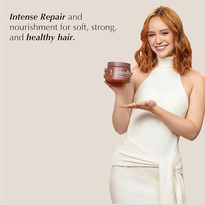 320Pure Hair Mask for Damaged Hair 16oz, Mascarilla para el cabello, Deep Conditioning Mask for Dry, Frizzy, Color-Treated & Curly, Hydrating Treatment for Growth & Repair
