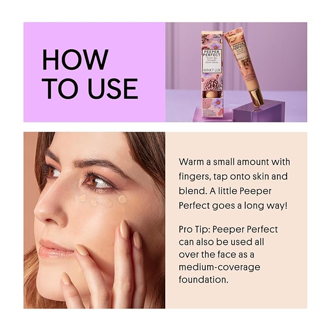 Winky Lux Peeper Perfect Under Eye Concealer, Makeup & Eye Brightener, Full Coverage Concealer for Dark Circles, Color Corrector & Eye Primer With Collagen, Hyaluronic Acid & Vitamin E (Golden Medium)