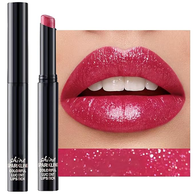 Lipstick For Women Matte Glitter Highly Pigmented Moisturizing Waterproof Long Lasting Lipsticks Quick Makeup Lightweight Portable Rose Red # 08