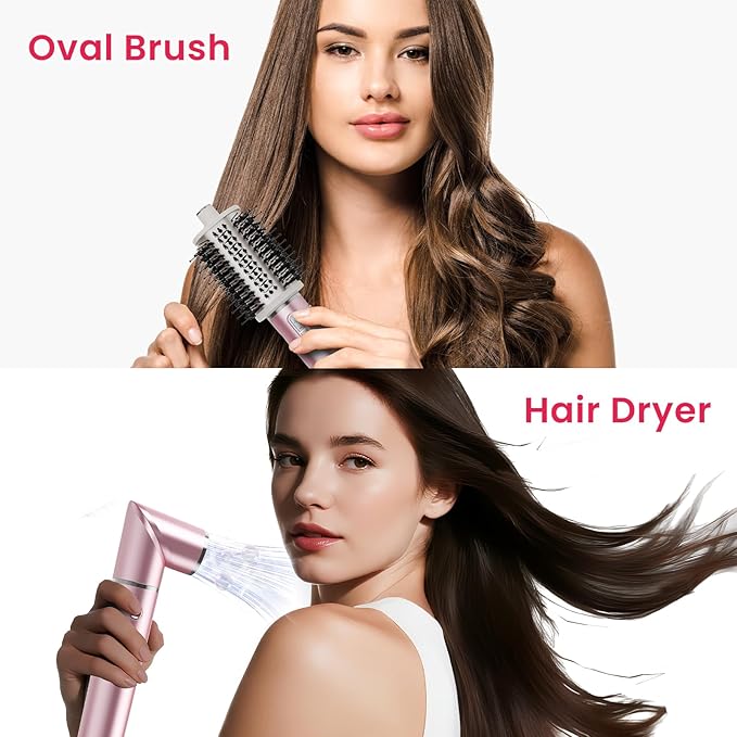 2 in 1 Hair Dryer Brush, 110,000 RPM High-Speed Blow Dryer Brush for Fast Drying, Curling, Volumizing & Straightening, Hot Air Brush with Negative Ion for Frizz-Free Styling(Purple)