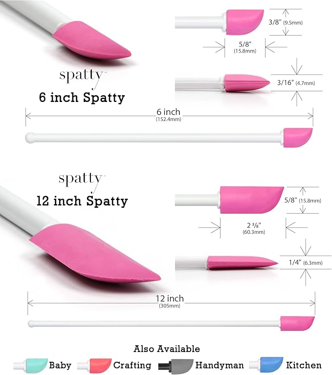 Spatty Daddy Makeup Spatula Set (6 and 12 Inch Pink) Shark Tank Mom Made to Scrape Last Drop of Beauty Products, Foundation, Good Gifts for Women, Teen, Grandma, Mom Stocking Stuffers Under 10 Dollars