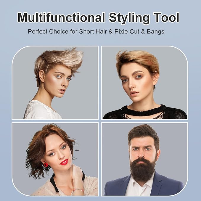 Small Flat Iron 3/10'' Mini Flat Irons for Short Hair,Pixie Cut & Bangs,Pencil Hair Straightener for Edges with LED Display,Travel Tiny Hair Straightener with Dual Voltage,Auto Shut Off（Gray）